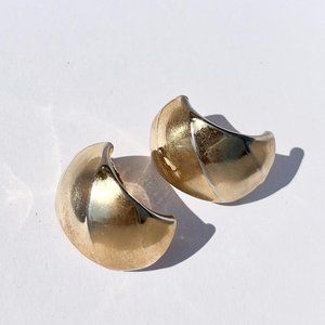 Vintage Estate gold tone chunky curved clip earrings